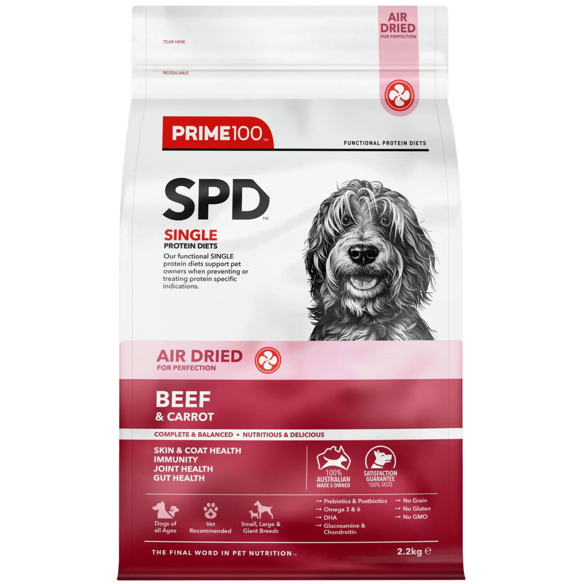 Prime100 SPD Air Dried Dog Food Beef & Carrot