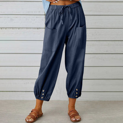 🏆 Hot Sale - 60% OFF ✨Women's Summer Cotton Linen Trousers Nine Minute Trousers🍃