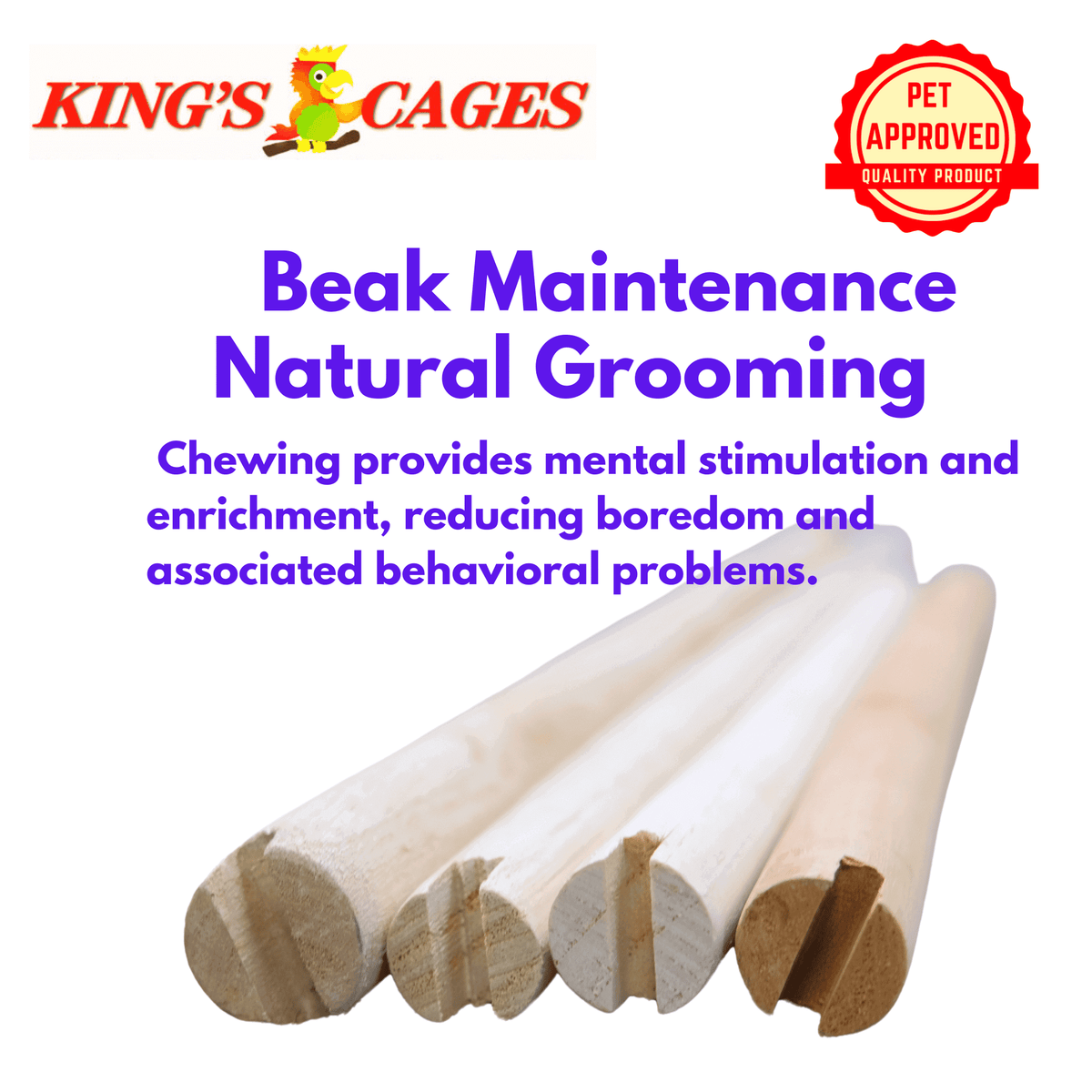 Pine Dowel Perch 40" Long x 1" (Fits Kings Cages 4030 4032 14022 )