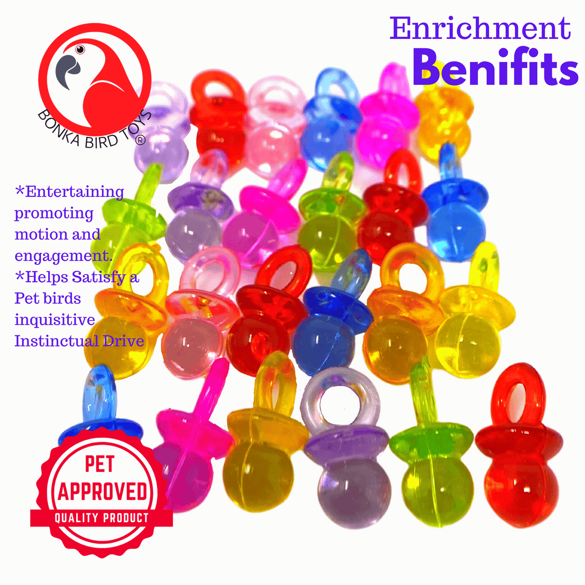 2949 Pk24 3/4" Color Tiny Pacifiers
