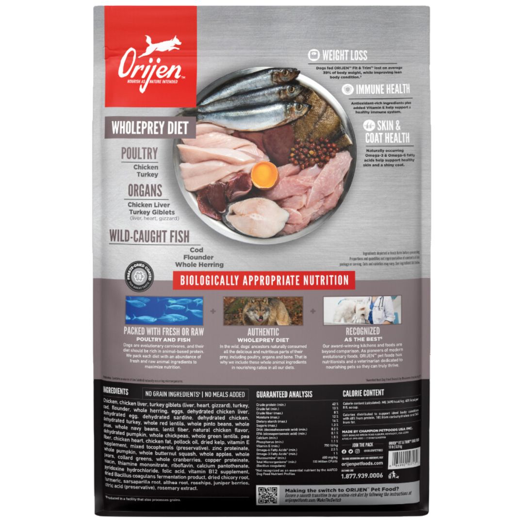 ORIJEN Biologically Appropriate Dry Dog Food Fit and Trim
