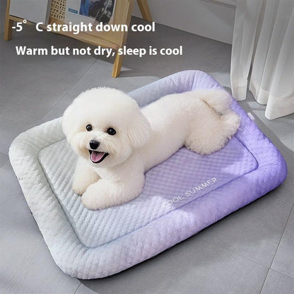 ⏳LAST DAY SALE ONLY￡9.99!!❄Pawchill™🇬🇧Pet Cooling Mat for Dogs & Cats 🐾  Naturally Cool Ice-Silk Pad • Breathable, Washable & Soft 🌿  For Floors, Sofas & Car Travel • Multiple Sizes • Gradient Colours ☀️🐶🐱