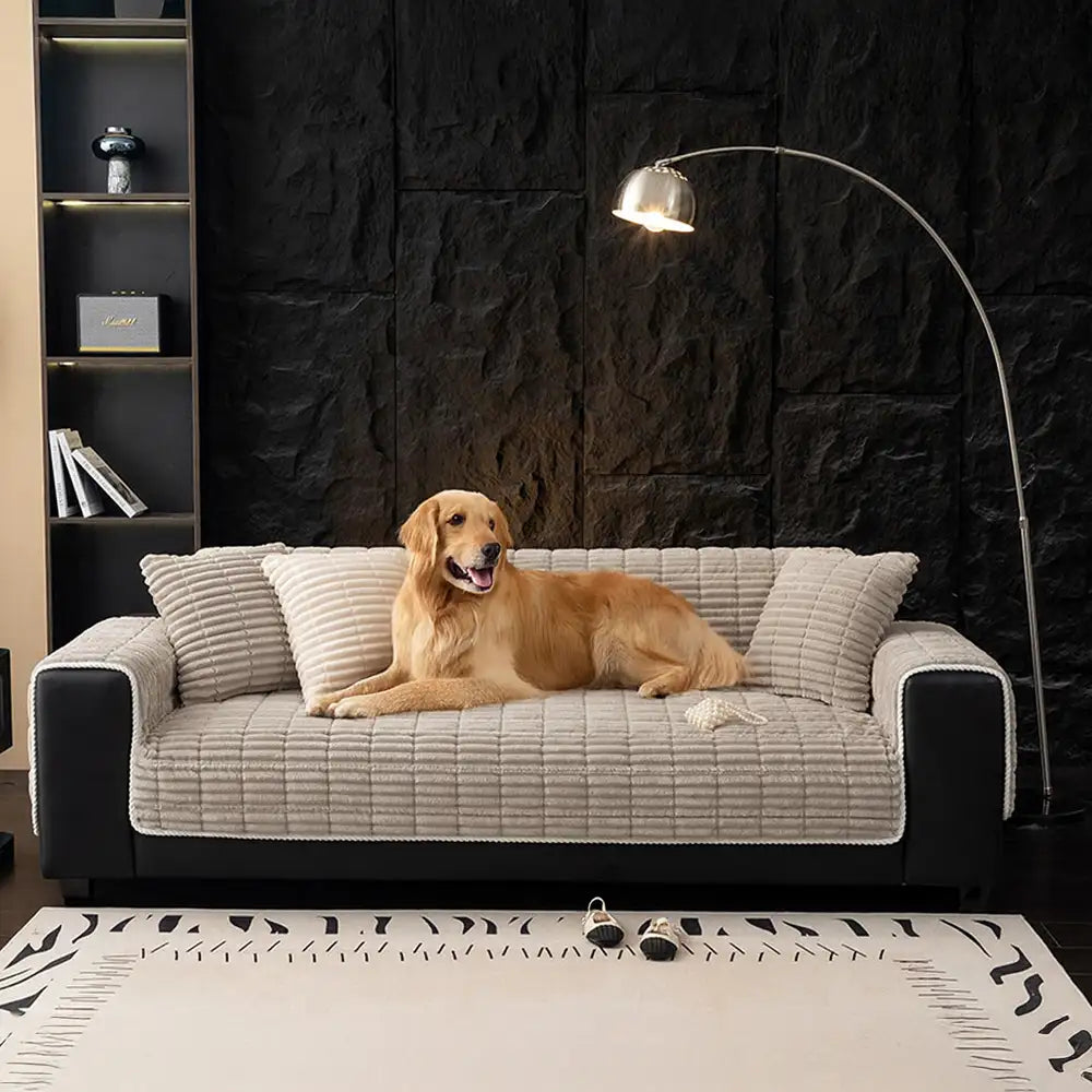 One-Piece Cozy Flannel Sofa Protection Non-Slip Couch Covers