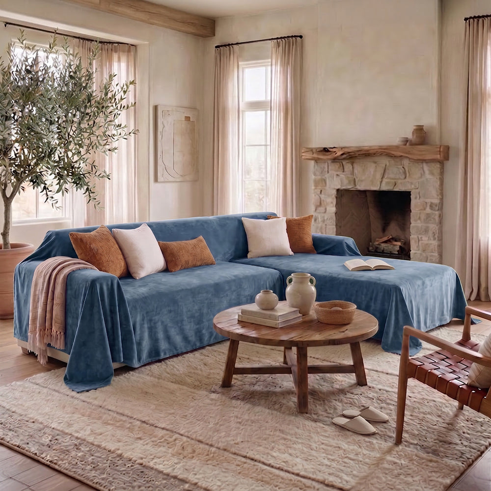 Soft and Waterproof Scratch-Resistant Non-Linting Throw  Sectional Couch Cover