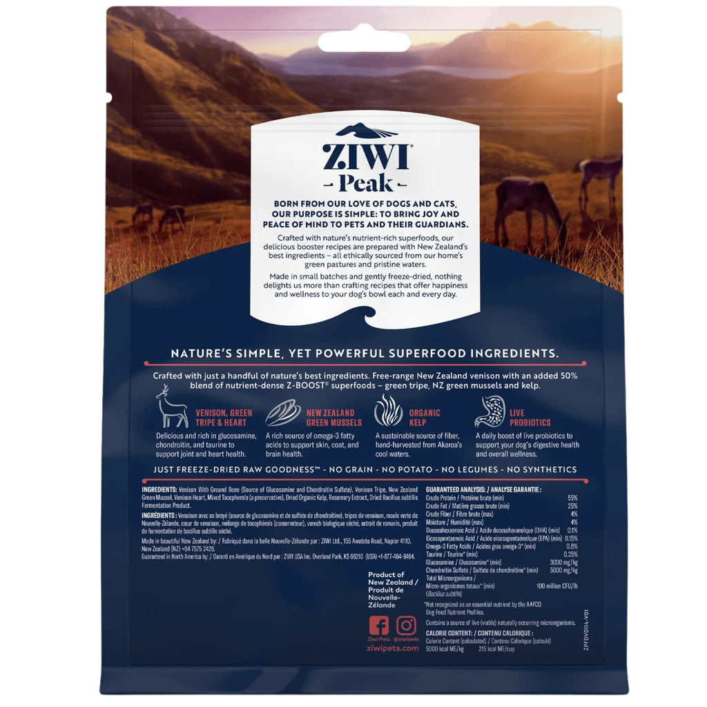 ZIWI Peak Freeze Dried Dog Boosters Raw Superboost - Venison