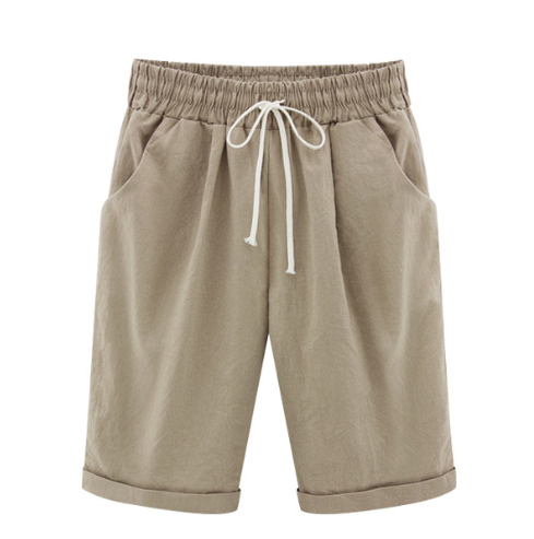 🔥Summer Hot Sale🔥Plus Size Solid Color Elastic Waist Loose Cropped Shorts