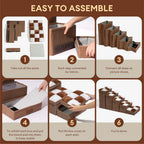Detachable Chessboard Plaid Handcrafted Dog Stairs with Storage - Foldable Steps