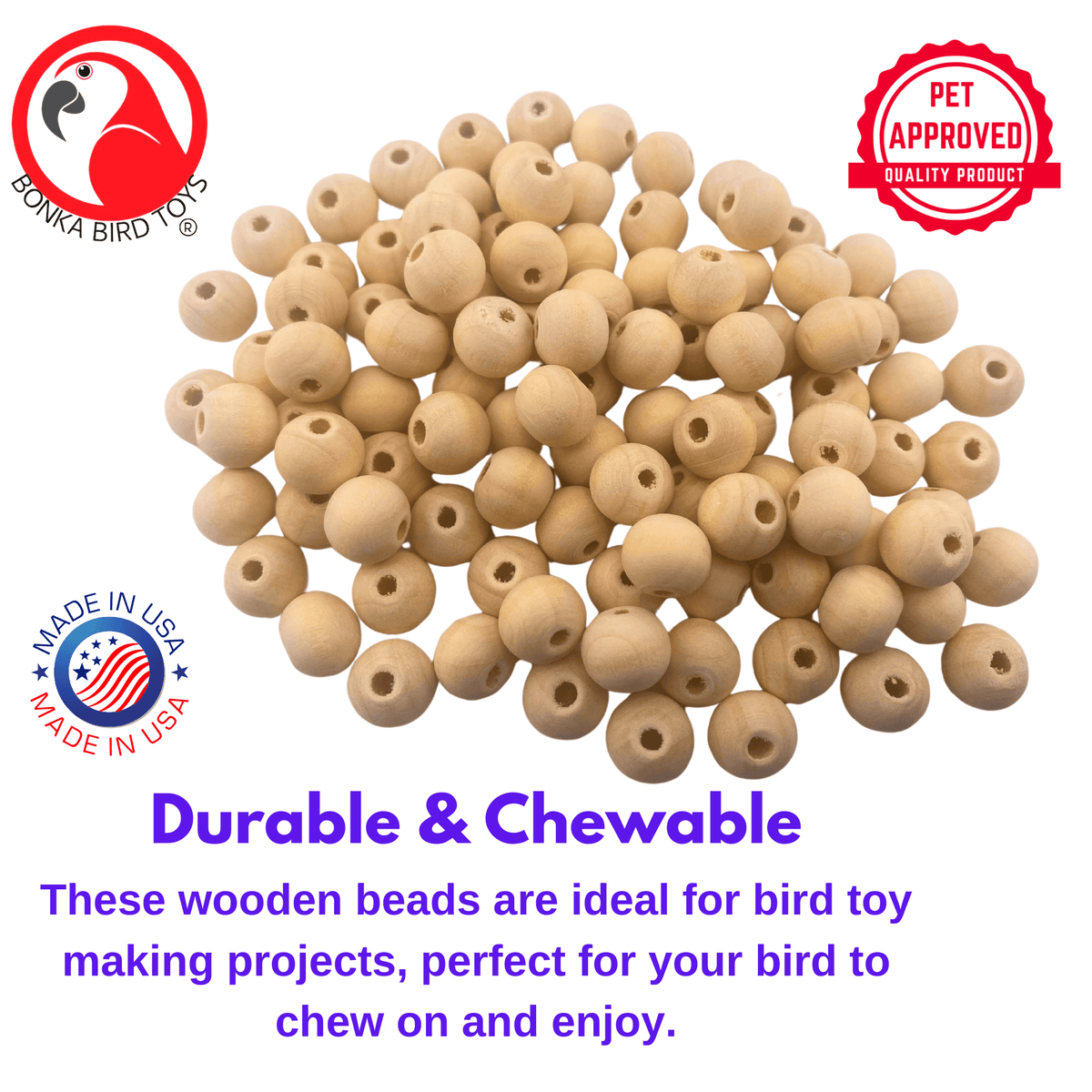 1249 Pk100 Wooden Pre-Drilled Beads