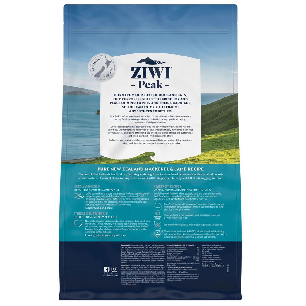 ZIWI Peak Dog Food Air Dried Mackerel and Lamb