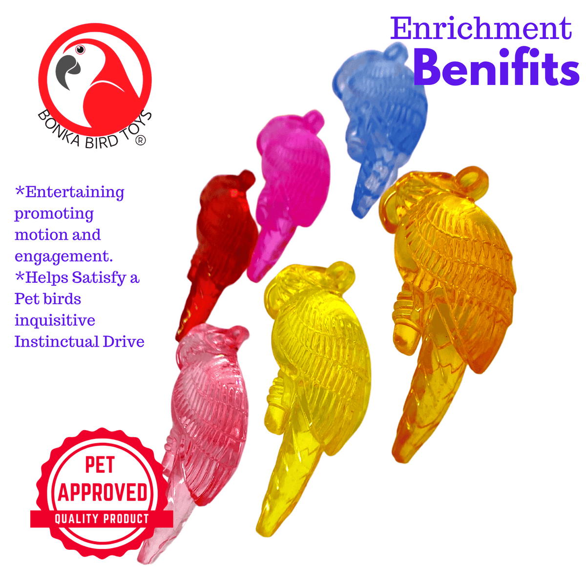 2526 Pk6 Color Acrylic Parrot Beads
