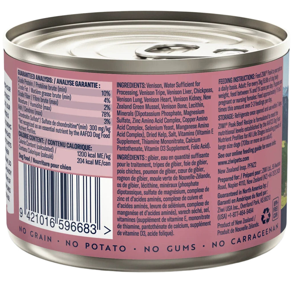 ZIWI Peak Dog Food Cans Venison