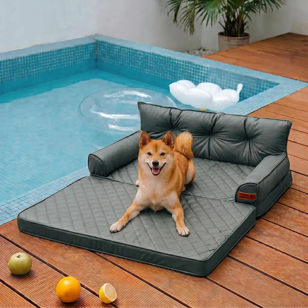 Luxe Faux Leather Foldable Orthopedic Large Dog Bed - CoreLounge