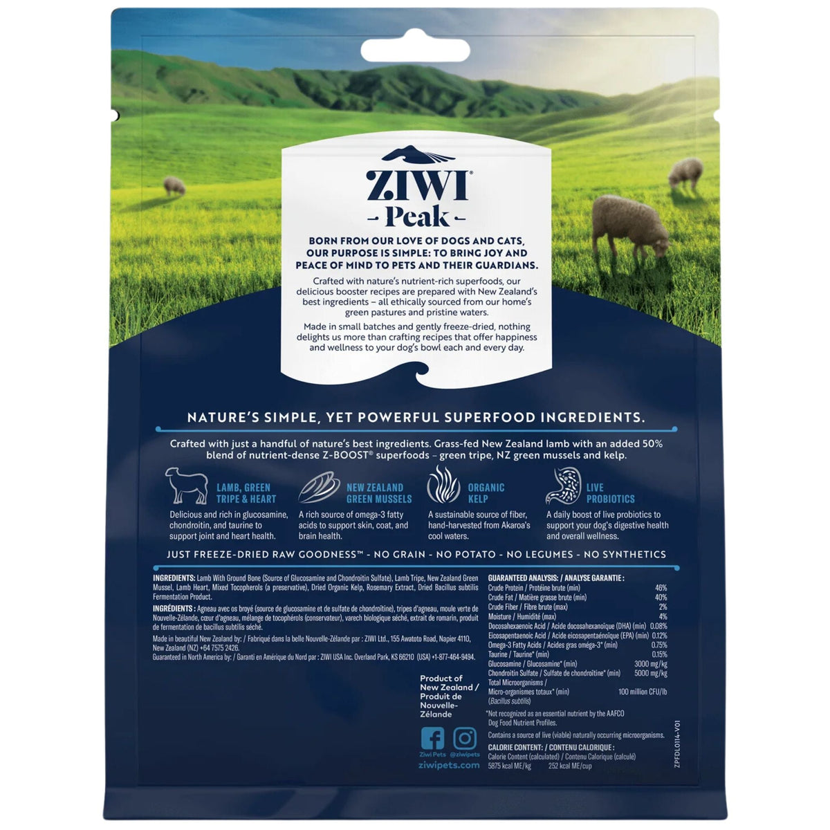 ZIWI Peak Freeze Dried Dog Boosters Raw Superboost - Lamb