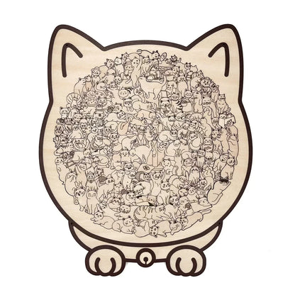 🎅Christmas Sale 50% OFF🐱135-Piece Morandi-Colored Cat Shaped Wooden Jigsaw Puzzle