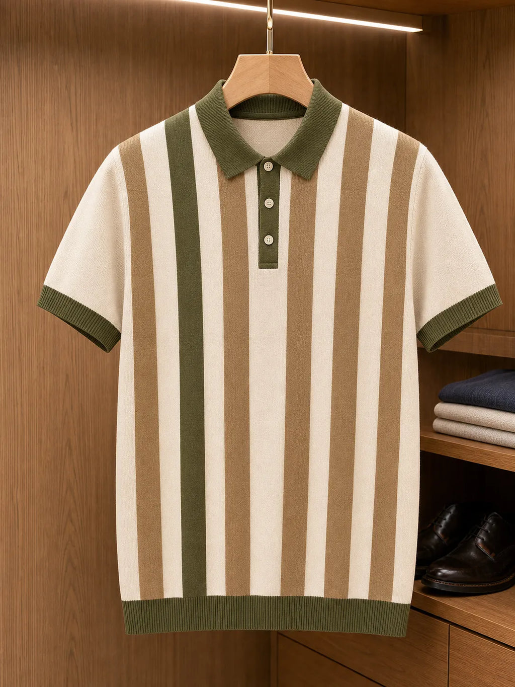 🔥CLEARANCE SALE🔥 Retro Stripe Knit Polo Shirt