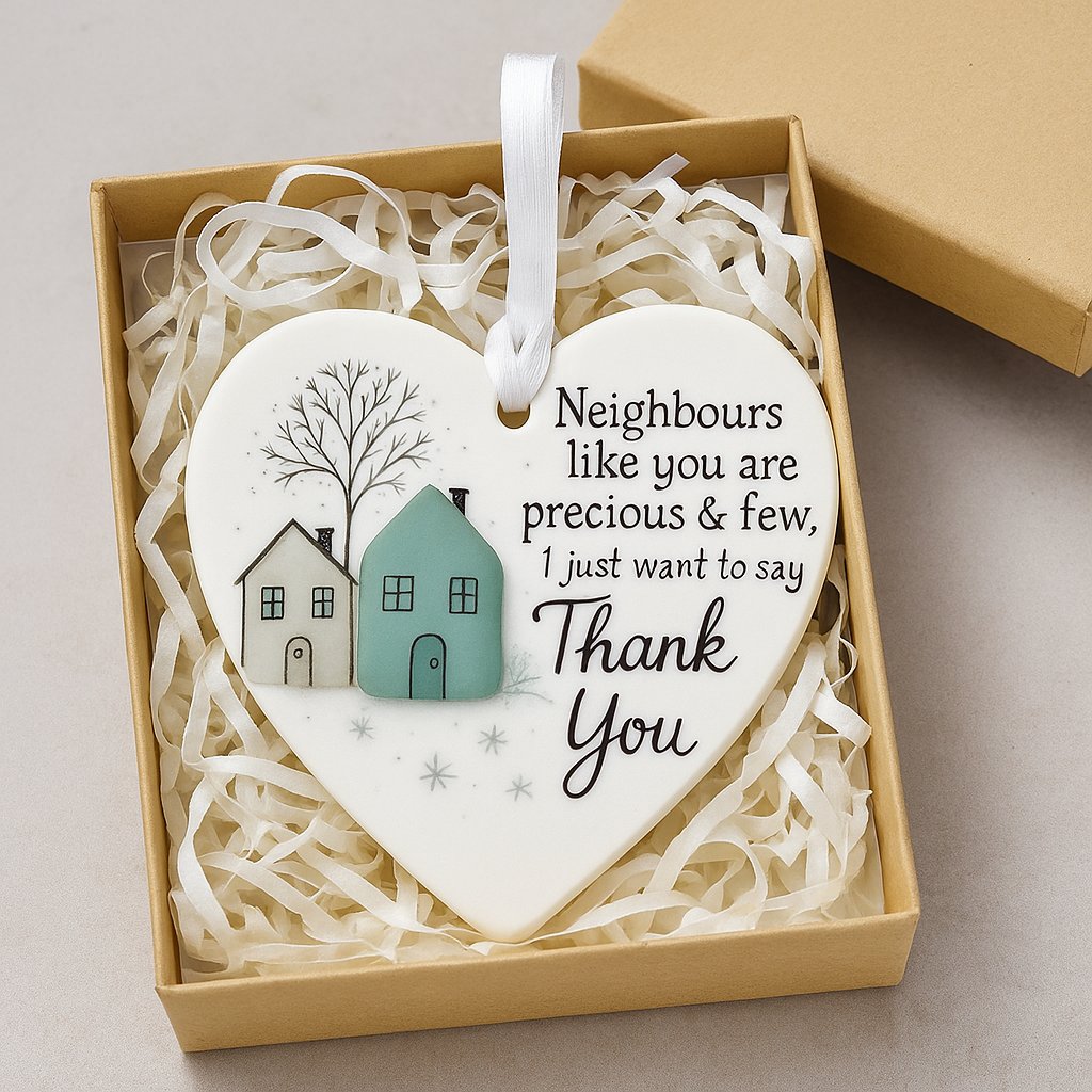 🏠💝"Thank You Neighbours" Heart - Shaped Ornament🌟✨ Shaped by Nature & Crafted by Hand!