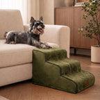 Plush Velvet 2-in-1 Foam Dog Stairs for Beds & Couches