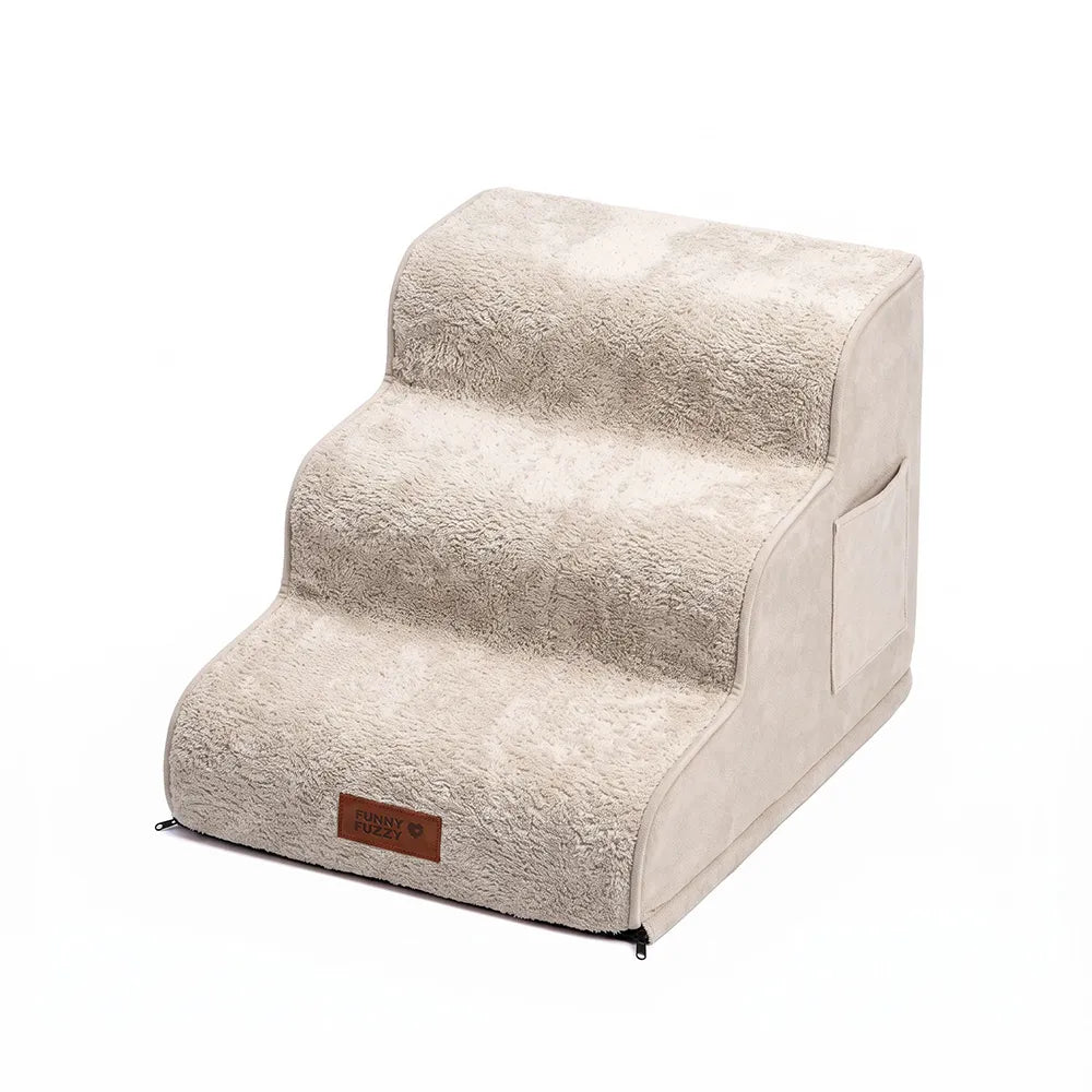 Plush Velvet 2-in-1 Foam Dog Stairs for Beds & Couches