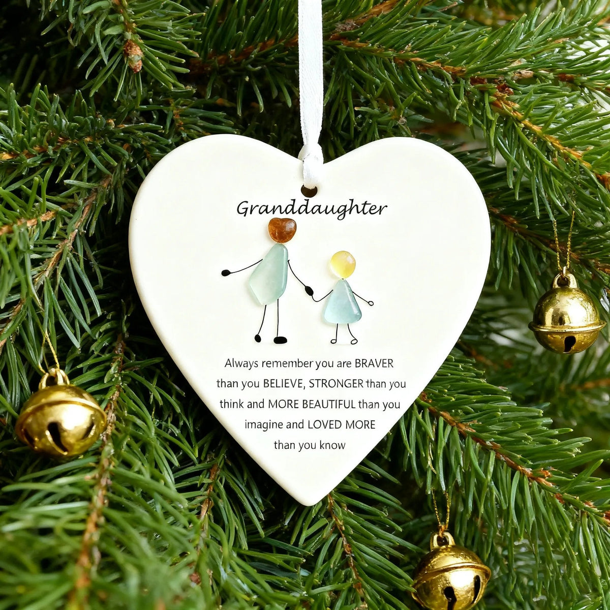 🌊✨Heart-Shaped Sea Glass Ornament🎁Friendship, Grandchildren & Timeless Bonds