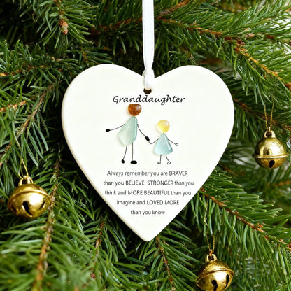 🌊✨Heart-Shaped Sea Glass Ornament🎁Friendship, Grandchildren & Timeless Bonds