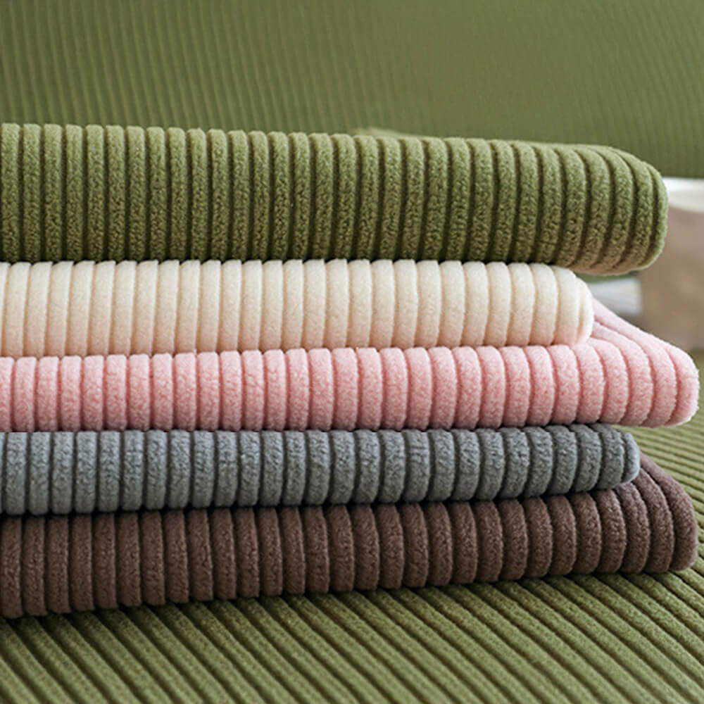 Vertical Stripe Corduroy Anti-Scratch Stretch Full-Cover Sectional Couch Cover