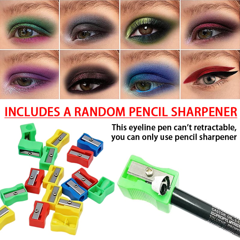 💕Limited Sale 50% OFF💧14-Pack Waterproof Colored Gel Eyeliner Pencil – Metallic & Shimmer Finishes, Smudge-Proof（Pencil sharpener color is random）
