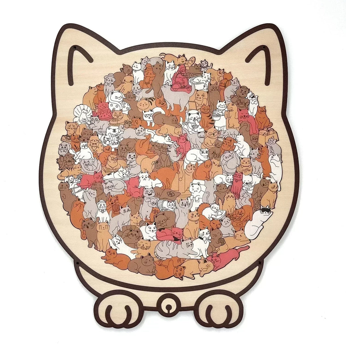 🎅Christmas Sale 50% OFF🐱135-Piece Morandi-Colored Cat Shaped Wooden Jigsaw Puzzle