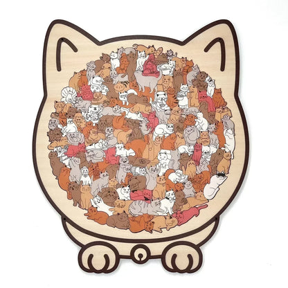 🎅Christmas Sale 50% OFF🐱135-Piece Morandi-Colored Cat Shaped Wooden Jigsaw Puzzle