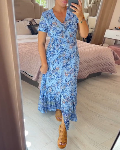 💥Lastday! Hurry up！！💥💃Hot Sale 49% OFF🔥 - Floral Print V-neck Dress