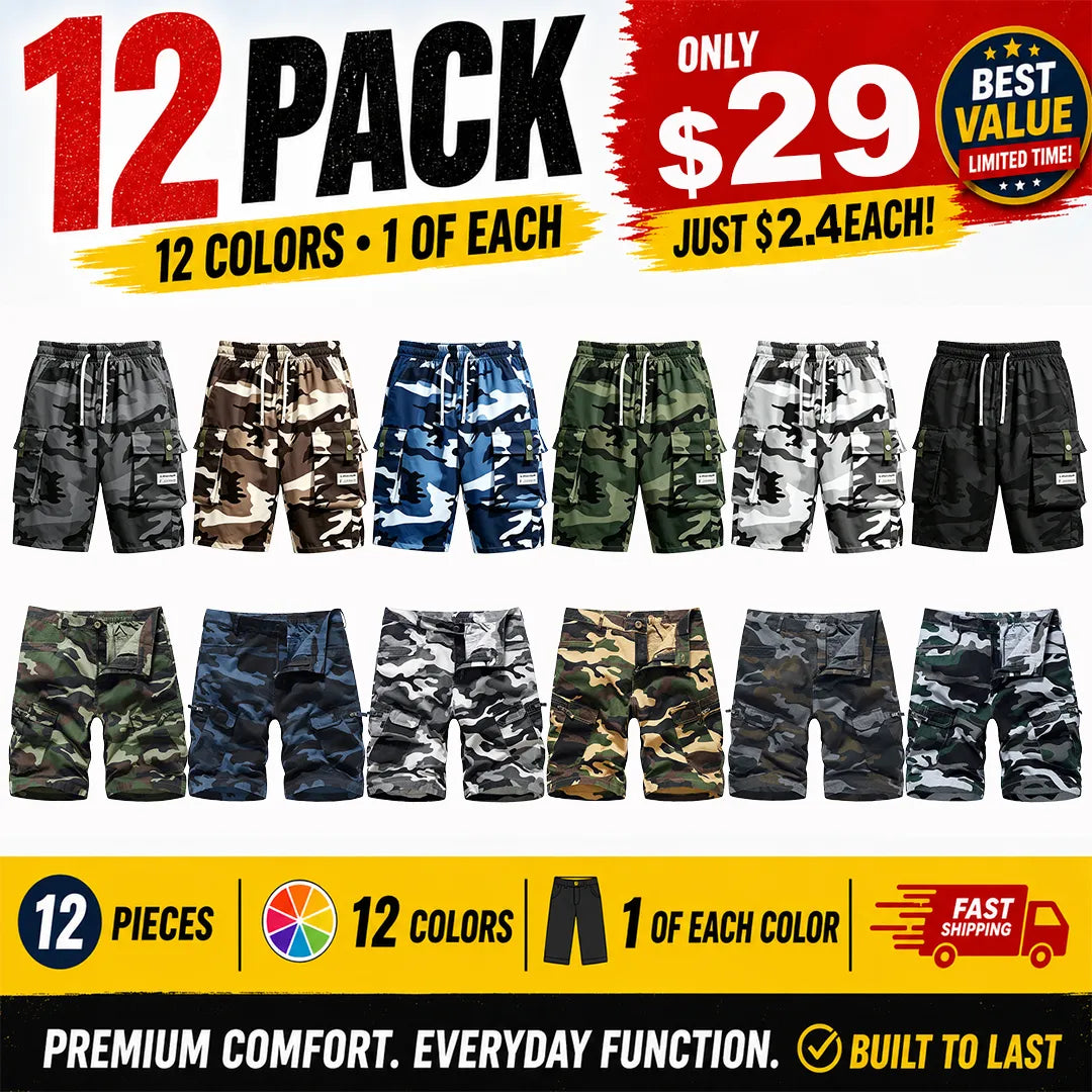 ❀12 Pack for $29⚡- Men's Camouflage Cargo Shorts