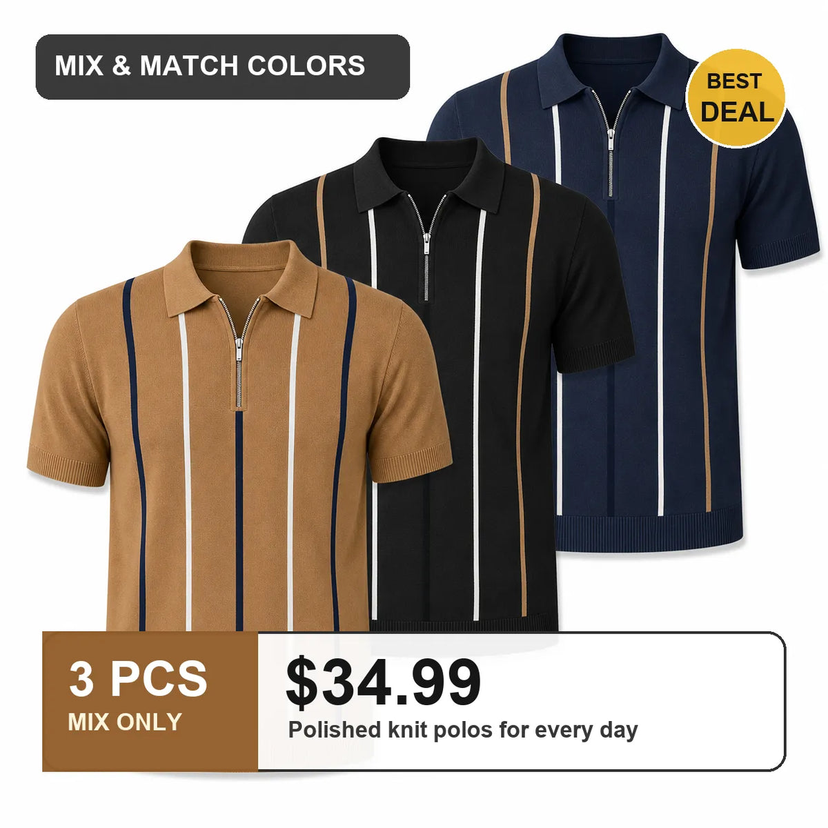 🔥CLEARANCE SALE🔥 Men's Knit Half-Zip Polo Shirt