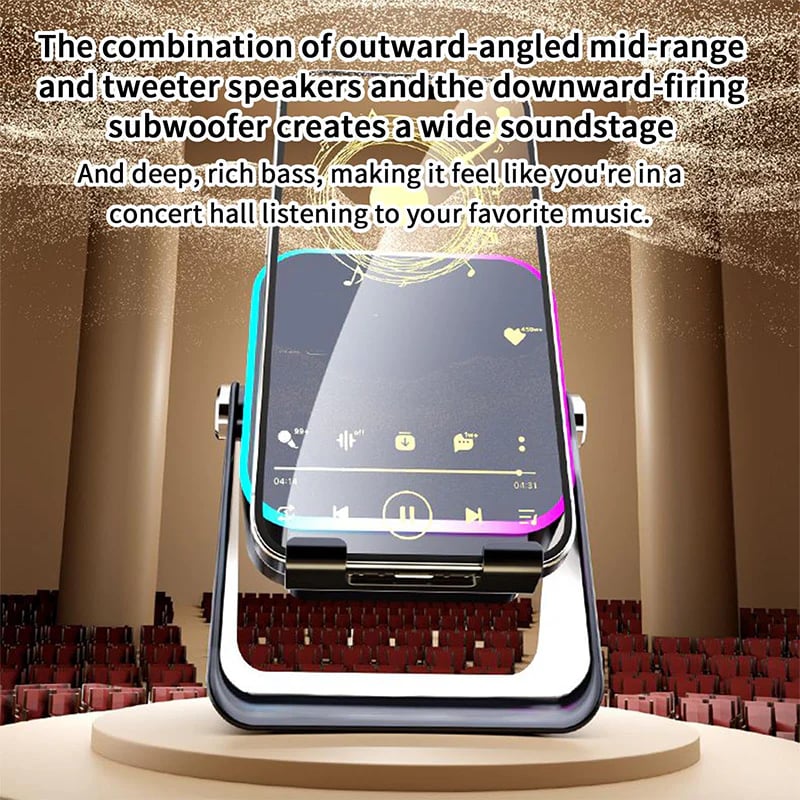 🎶Limited Sale 50% OFF📱 5-in-1 Wireless Induction Bluetooth Speaker with Adjustable Phone Stand