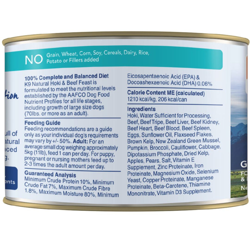 K9 Natural Canned Hoki & Beef Feast Wet Dog Food