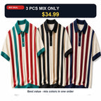 🔥CLEARANCE SALE🔥 Retro Stripe Knit Polo Shirt