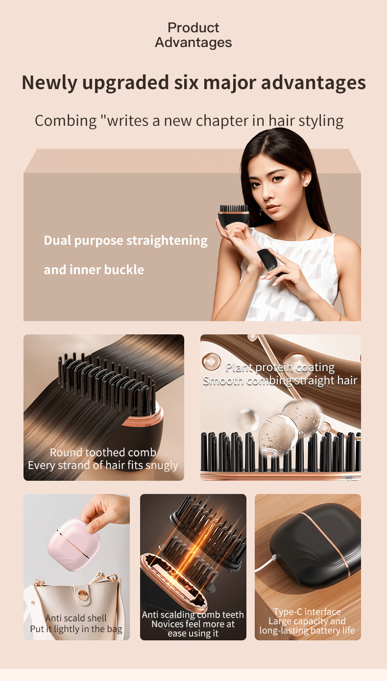 ⚡Limited Sale 50% OFF⚡Mini Cordless Hair Straightener Comb