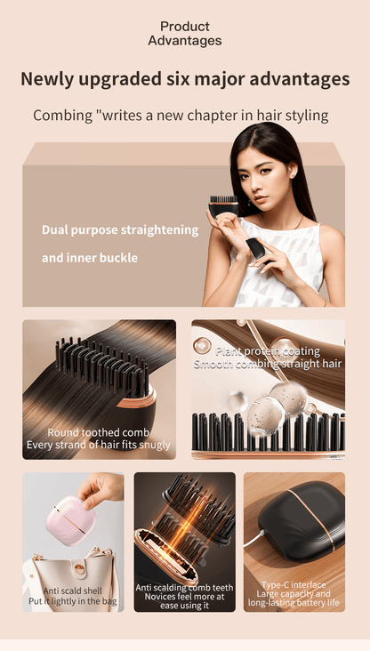 ⚡Limited Sale 50% OFF⚡Mini Cordless Hair Straightener Comb