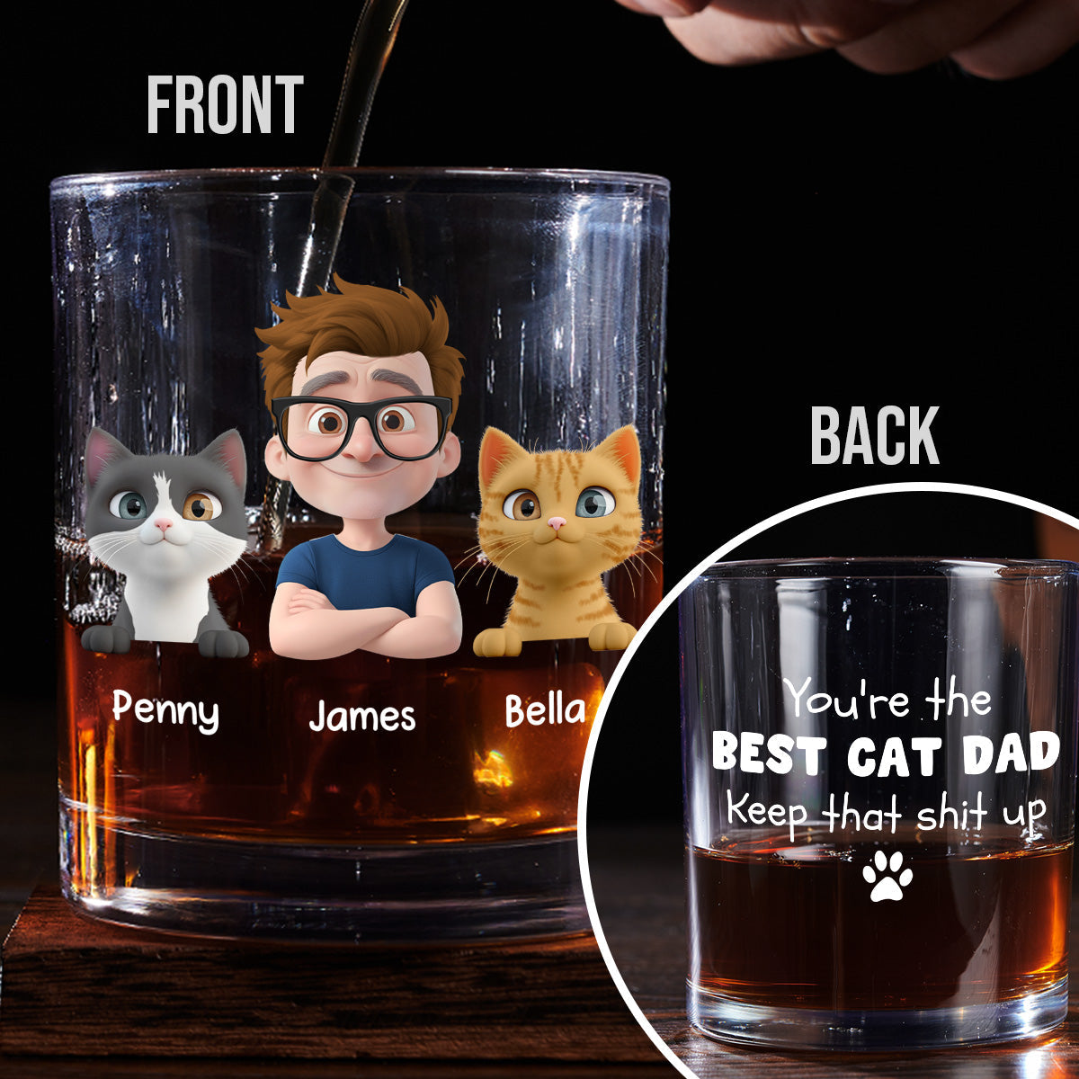 Keep That Shit Up Cat Ver - Personalized Whiskey Glass