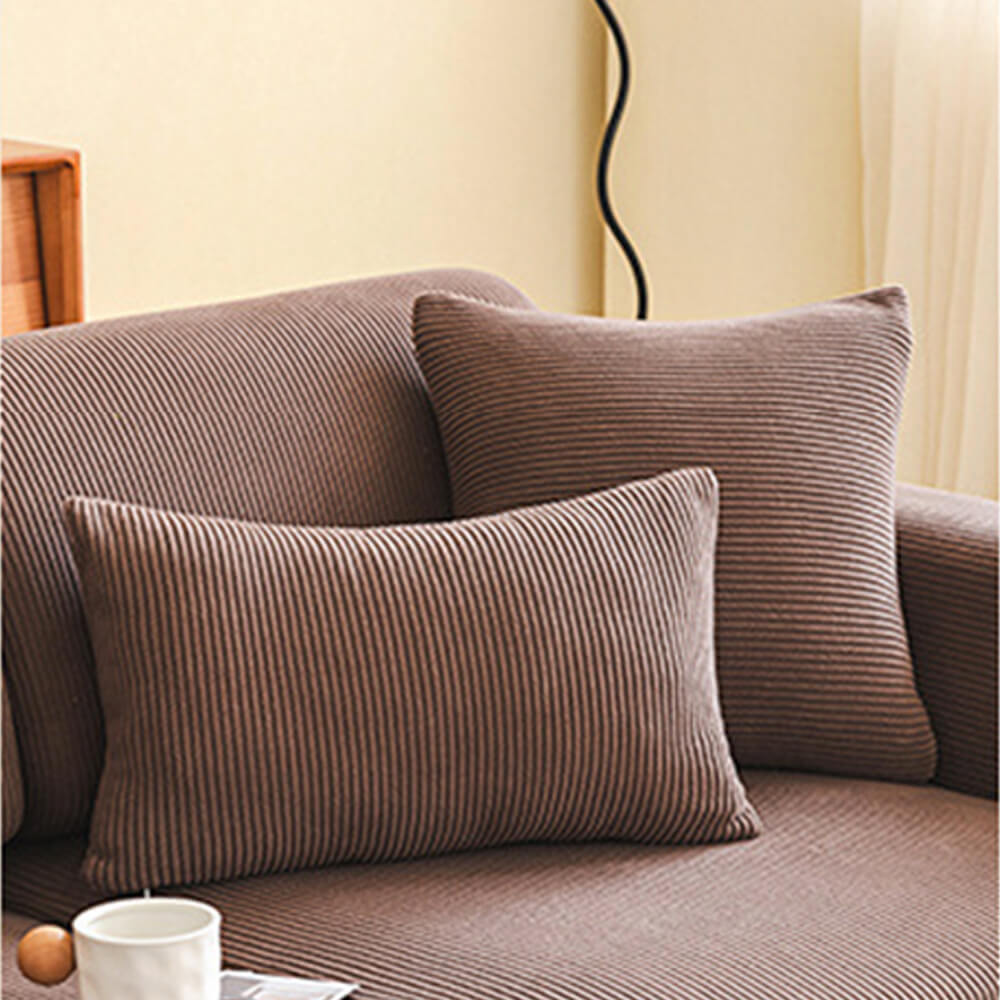 Vertical Stripe Corduroy Anti-Scratch Stretch Full-Cover Sectional Couch Cover