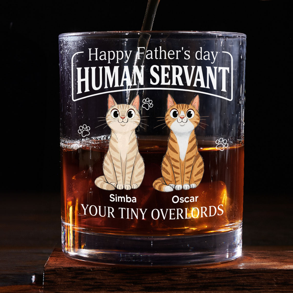 Stylized Cat Cartoon - Personalized Whiskey Glass
