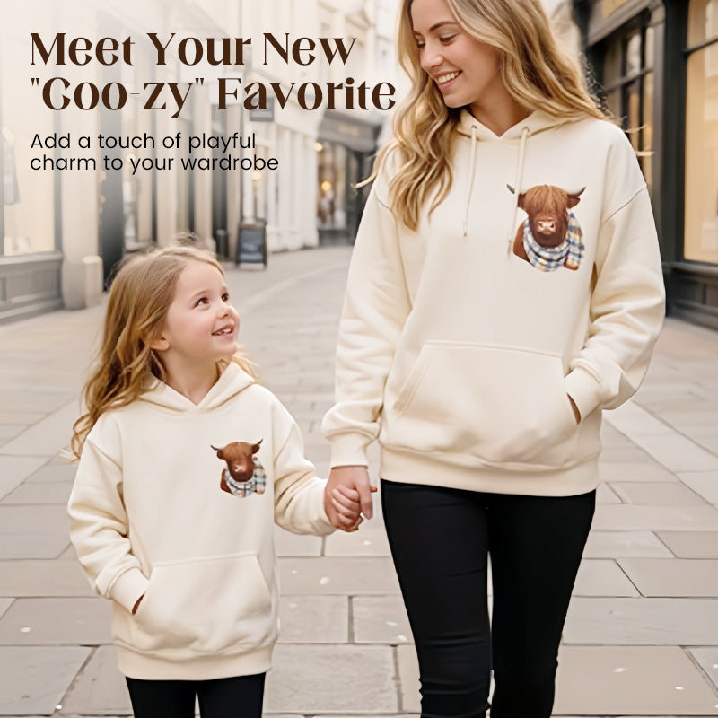 🎅CHRISTMAS SALE 50% OFF!!❤️‍🔥🐂Cute Highland Cow Cozy Fleece-Lined Hooded Sweatshirt