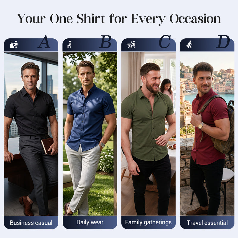 🏖️Summer cool-down deal: just £11.99! 😎🇬🇧  Men's Non-Iron Shirts – Wrinkle-Free, Comfortable All Day & Perfect for Business or Casual👔✨