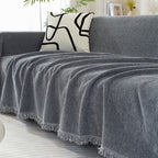 Chenille Blanket Herringbone Tassel Armchair Cover