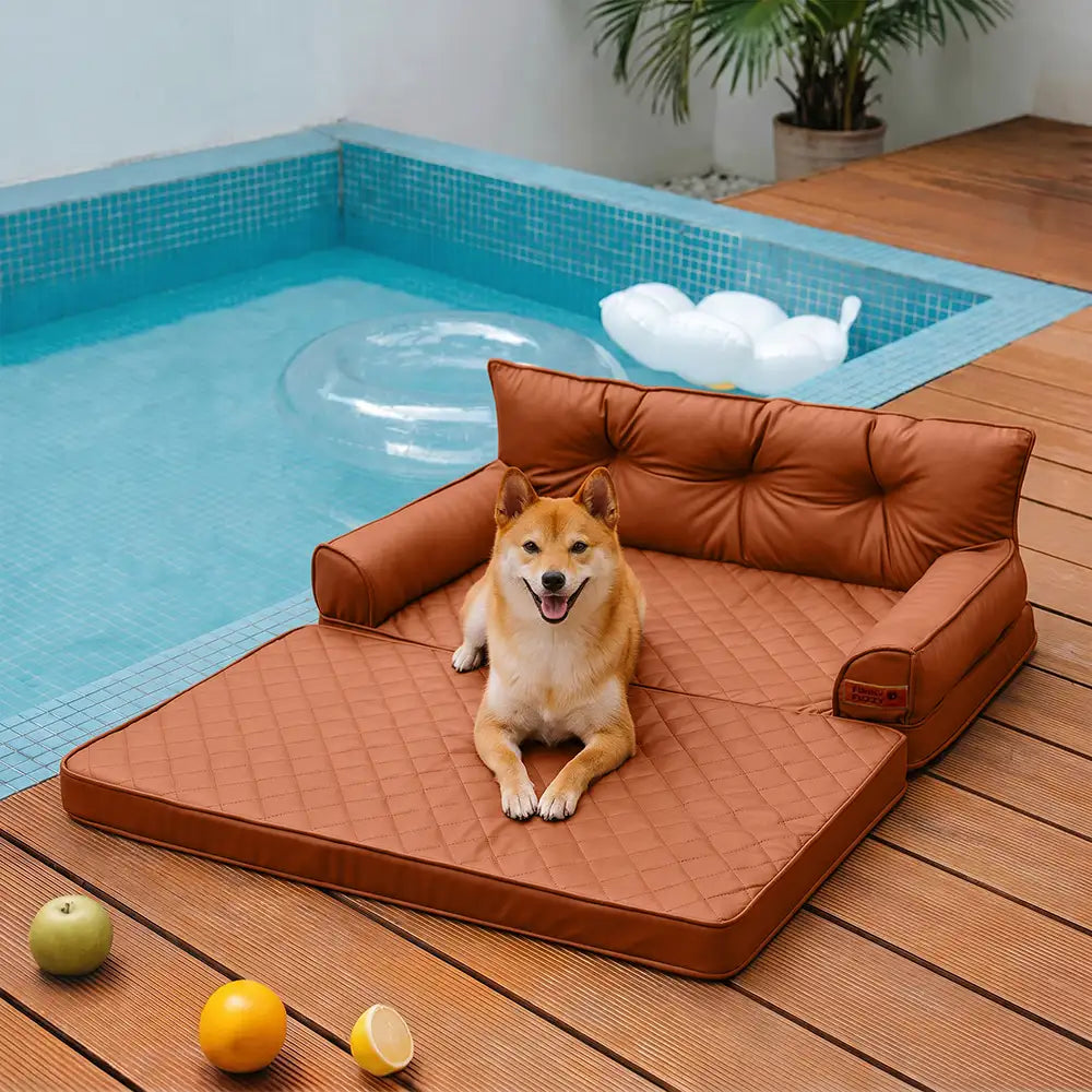 Luxe Faux Leather Foldable Orthopedic Large Dog Bed - CoreLounge