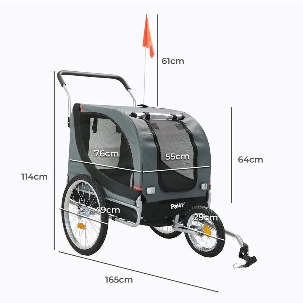 Pet Stroller Bike Trailer Stroller Foldable Pet Trailer 3-IN-1 Outdoor With Sunroof