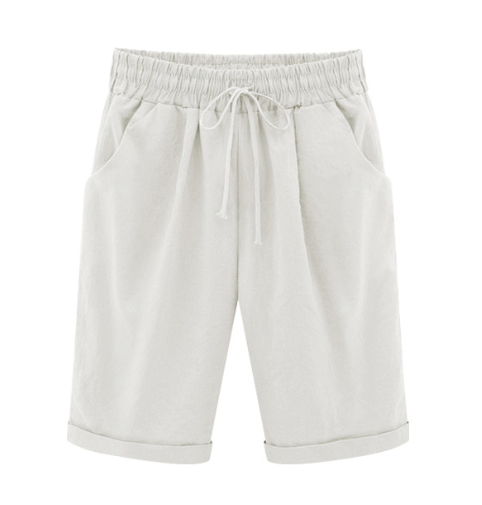 🔥Summer Hot Sale🔥Plus Size Solid Color Elastic Waist Loose Cropped Shorts