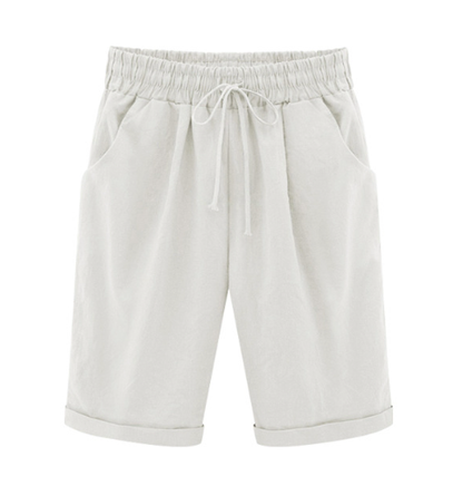 🔥Summer Hot Sale🔥Plus Size Solid Color Elastic Waist Loose Cropped Shorts