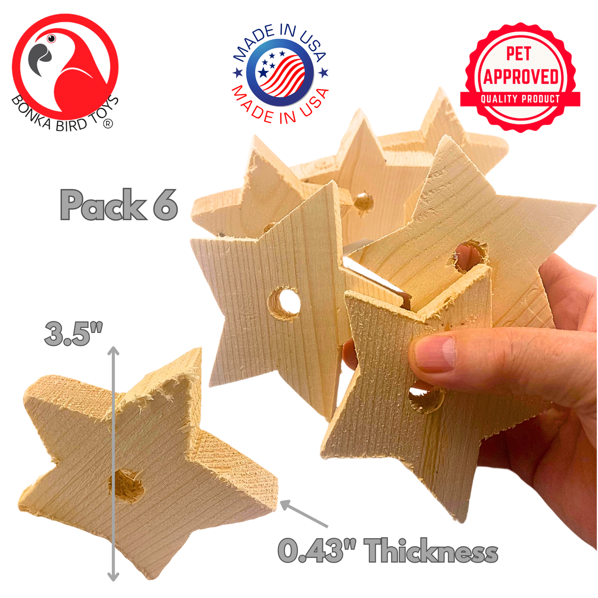 2682 Pk6 Jumbo Natural Wood Stars