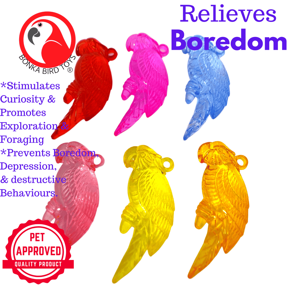 2526 Pk6 Color Acrylic Parrot Beads