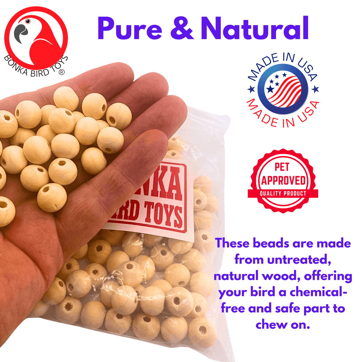 1249 Pk100 Wooden Pre-Drilled Beads
