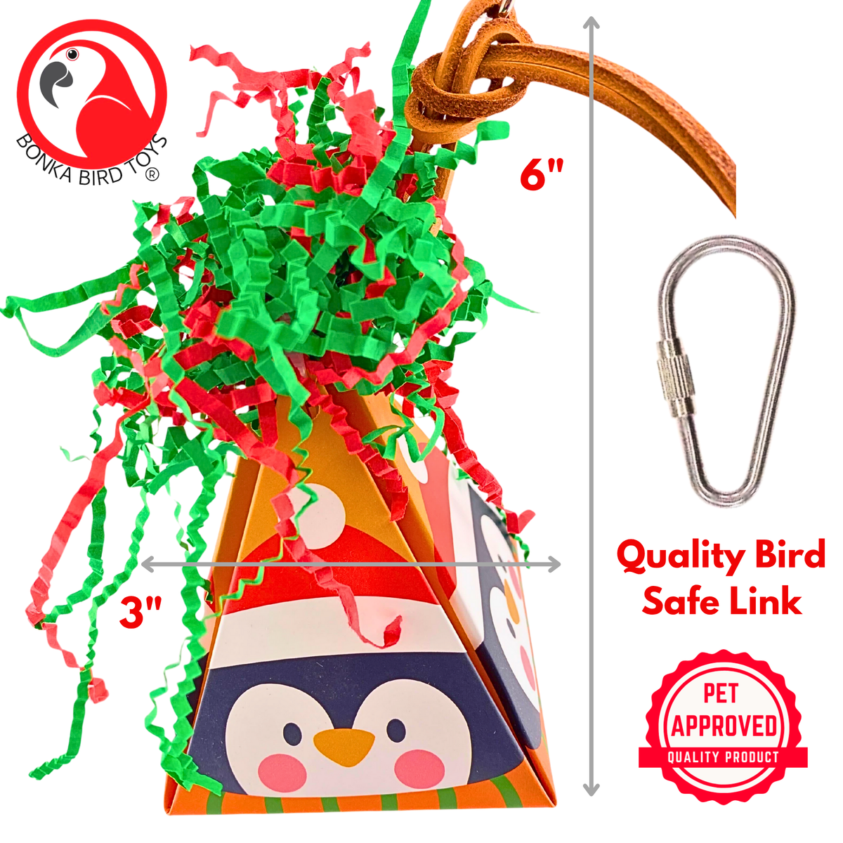 2884 Santa Penguin Christmas Crinkle Cone